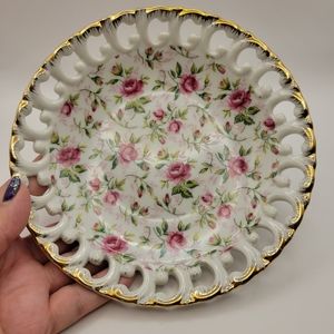 Vintage Lefton hand painted pink rose chintz #650 A. 2 available.